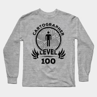 Level 100 Cartographer Mapmaker Gift Long Sleeve T-Shirt